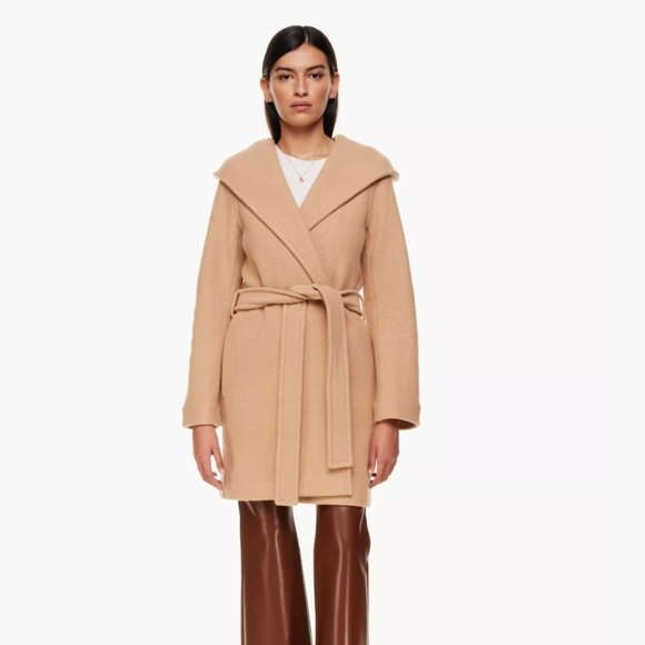 Aritzia Jackets & Coats Aritzia Wilfred Acre Hooded Wool Coat Brown